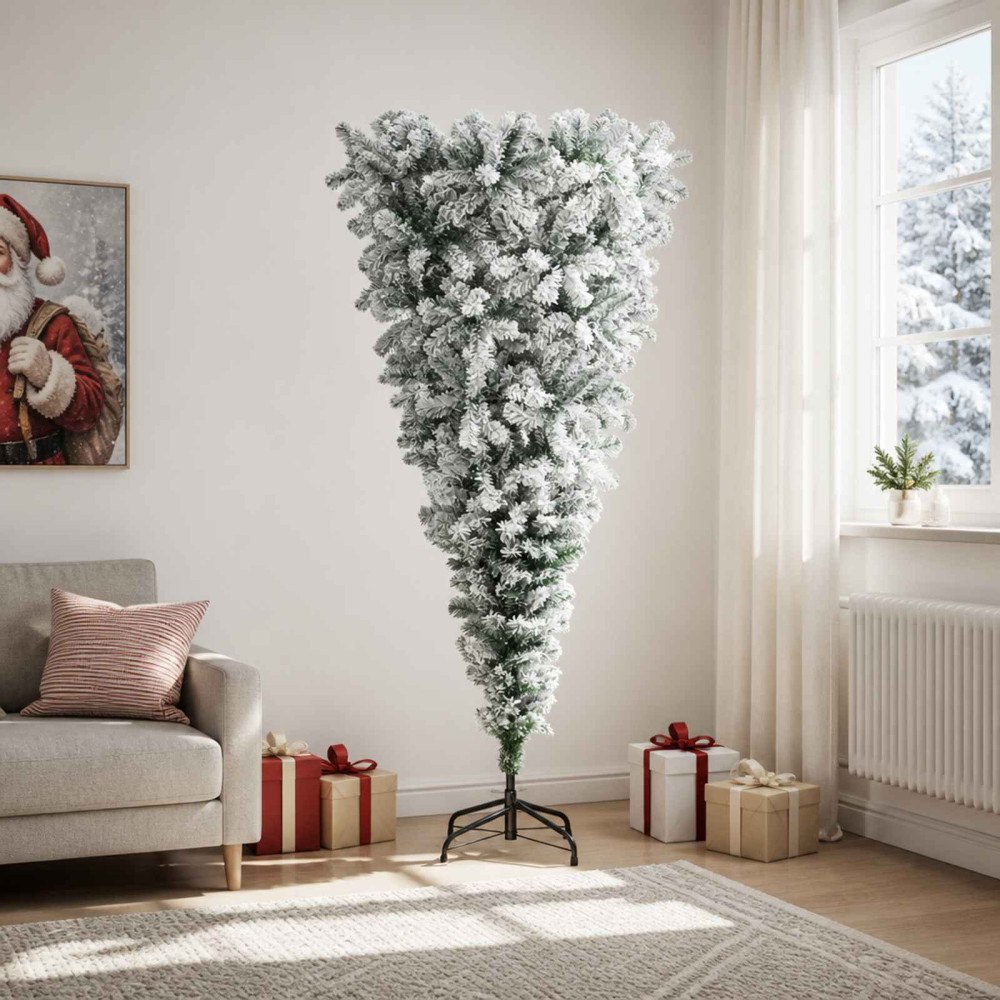 vidaXL Upp-och-nedvänd konstgjord julgran 210 cm PVC och stål