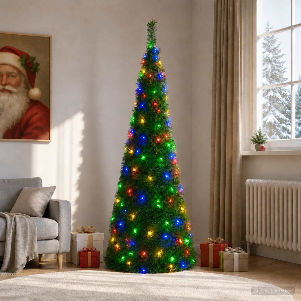 vidaXL Pop-up-julgran med LED-belysning 180 cm 150 LED-lampor PVC Grön