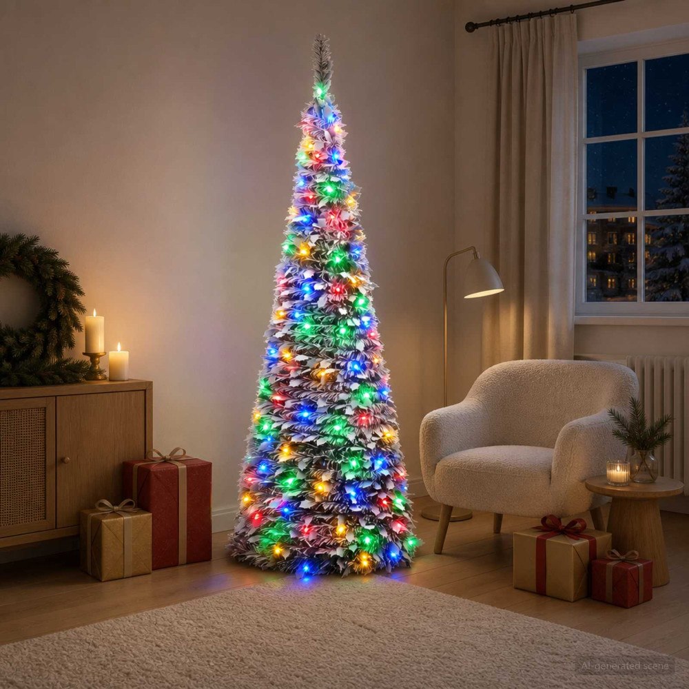 vidaXL Pop-up-julgran med LED-belysning 210 cm 200 LED-lampor PVC