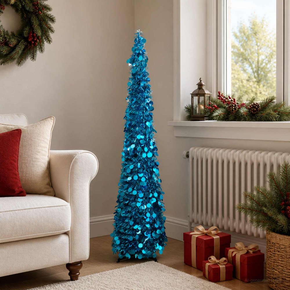 vidaXL Pop up-julgran 120 cm PET Blå