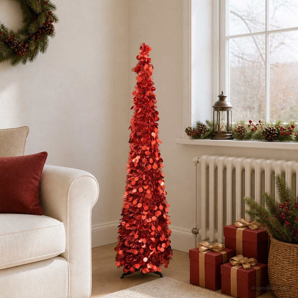 vidaXL Pop up-julgran 120 cm PET Röd
