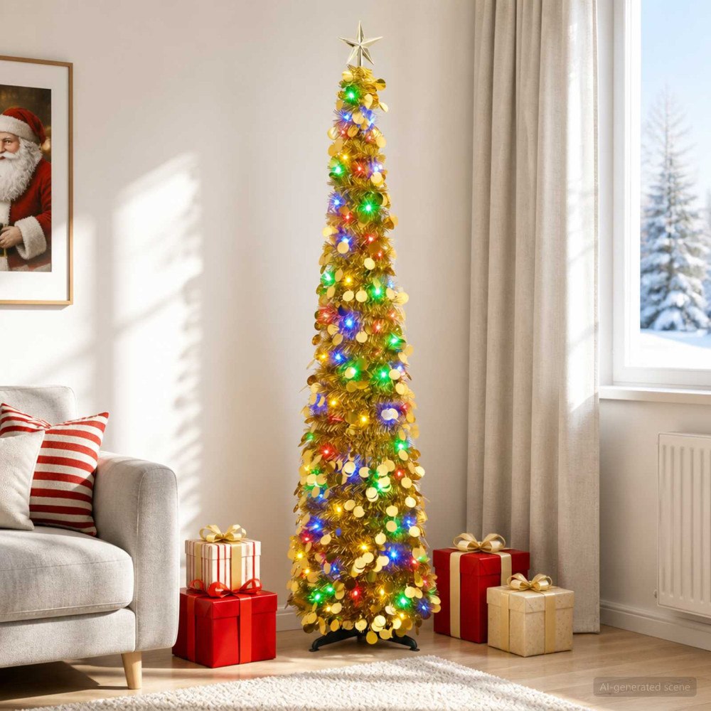 vidaXL Pop-up-julgran med LED och stjärna i toppen 180 cm