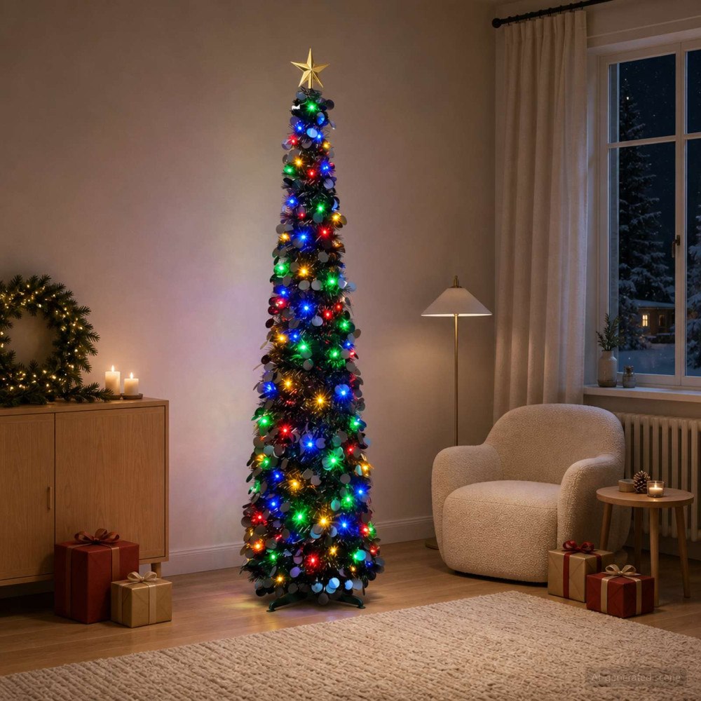 vidaXL Pop-up-julgran med LED och stjärna i toppen 180 cm