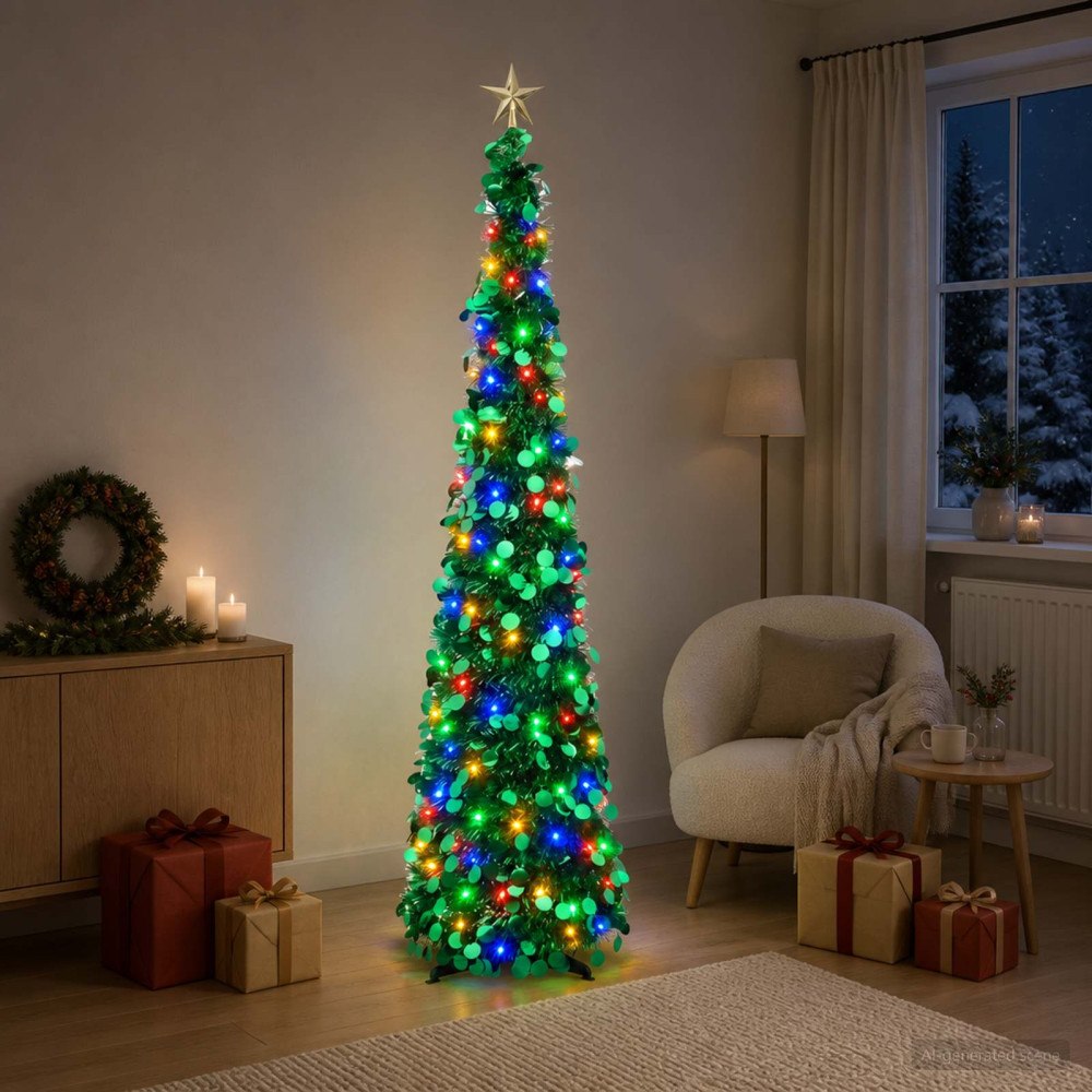 vidaXL Pop-up-julgran med LED och stjärna i toppen 180 cm