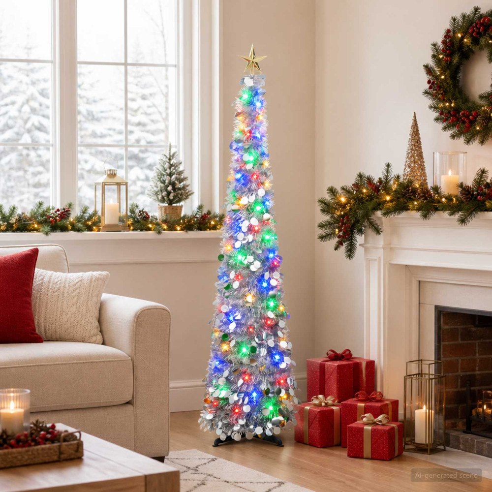 vidaXL Pop-up-julgran med LED och stjärna i toppen 150 cm