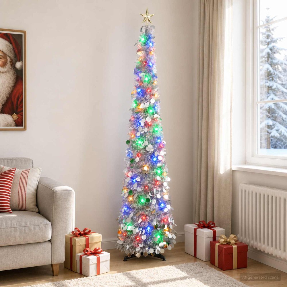 vidaXL Pop-up-julgran med LED och stjärna i toppen 180 cm