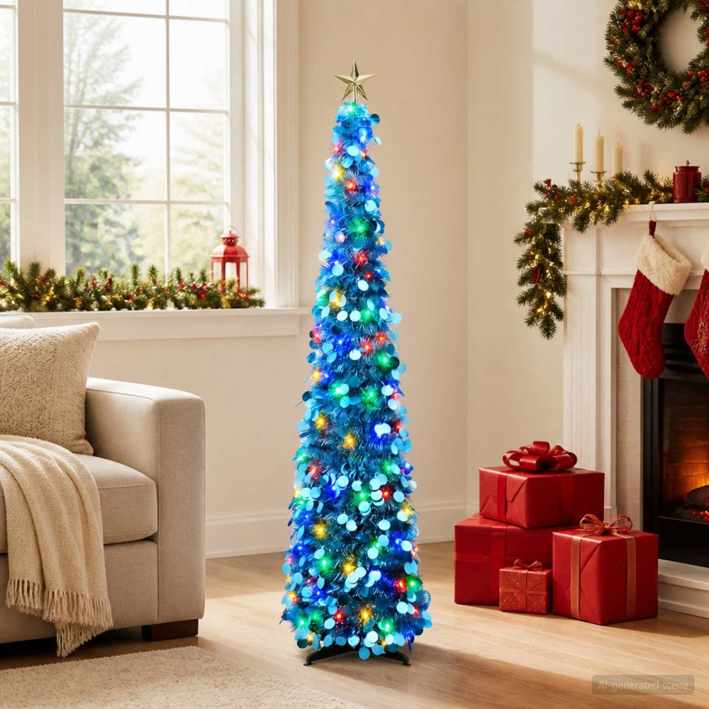 vidaXL Pop-up-julgran med LED och stjärna i toppen 120 cm
