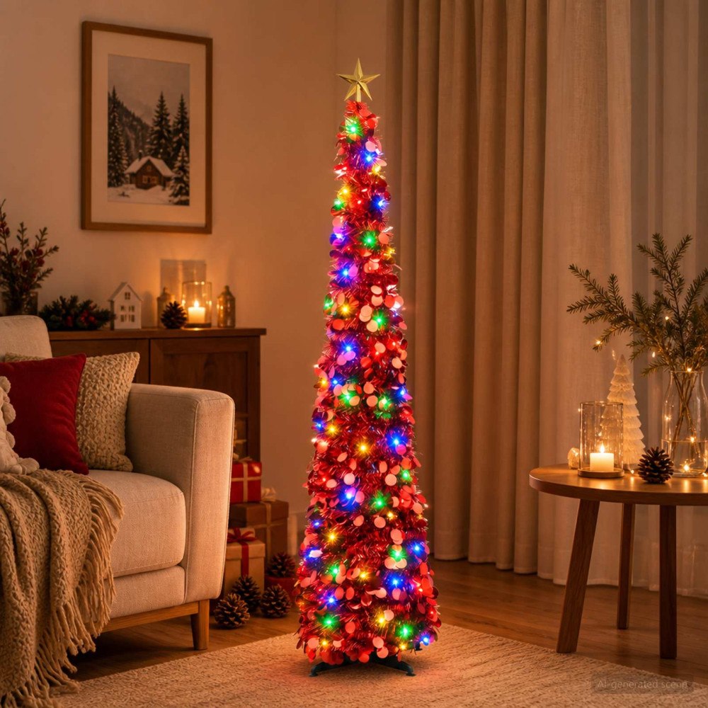 vidaXL Pop-up-julgran med LED och stjärna i toppen 120 cm