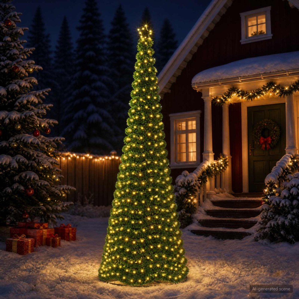 vidaXL Glittrig LED-julgran med fot EKENAS 300 cm 475 LED-lampor