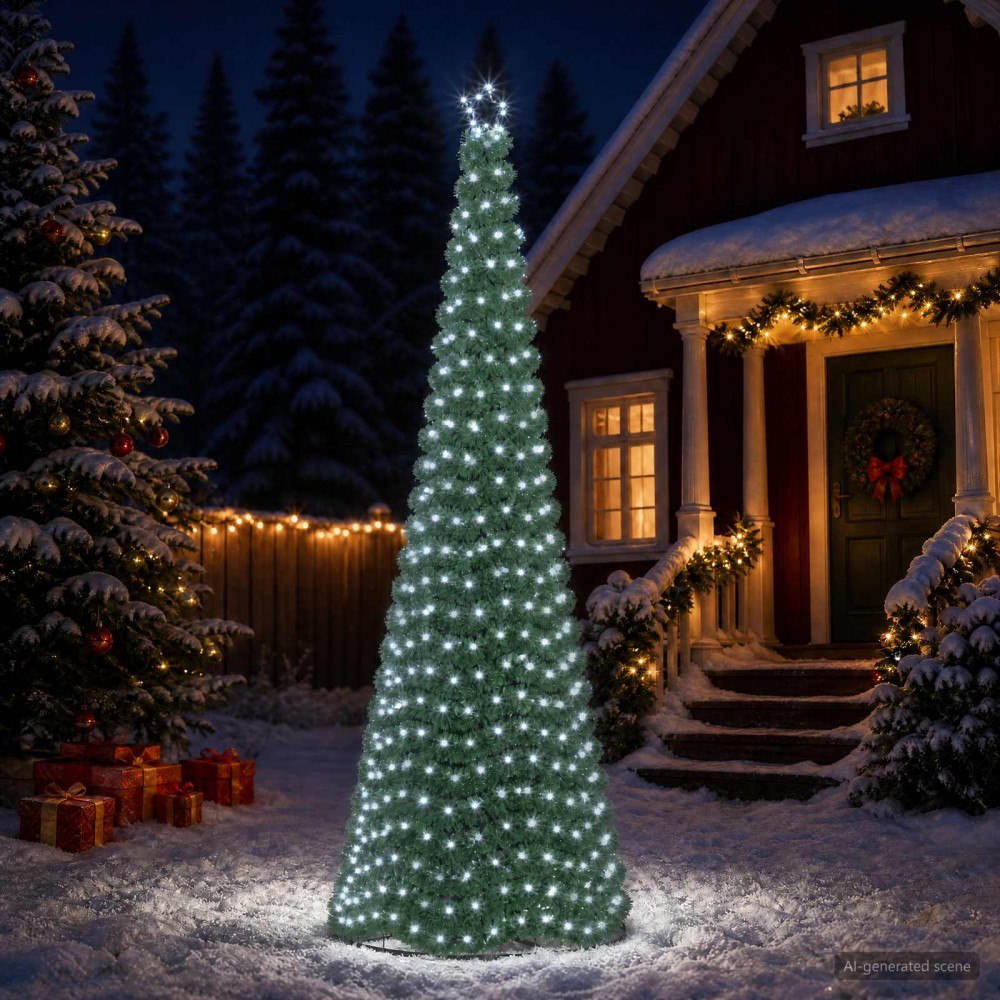 vidaXL Glittrig LED-julgran med fot EKENAS 300 cm 475 LED-lampor