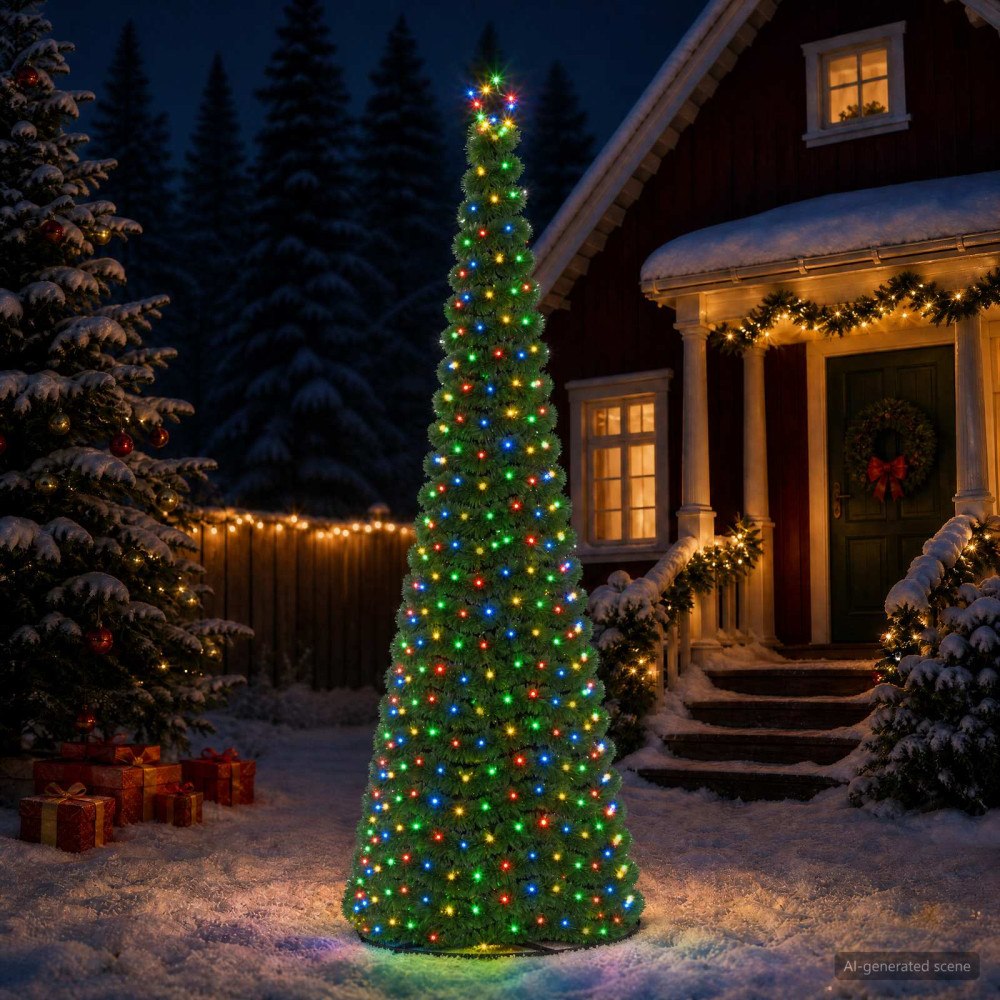vidaXL Glittrig LED-julgran med fot EKENAS 300 cm 475 LED-lampor