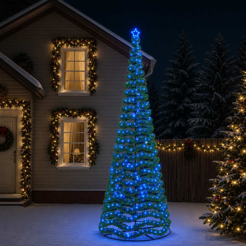 vidaXL Glittrig LED-julgran med fot EKENAS 400 cm 588 LED-lampor Blå