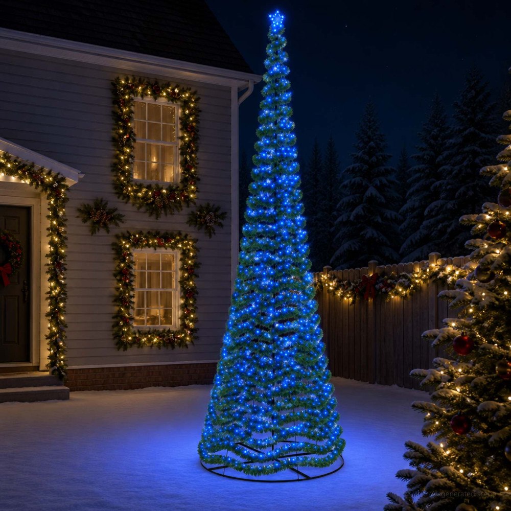 vidaXL Glittrig LED-julgran med fot EKENAS 500 cm 868 LED-lampor Blå