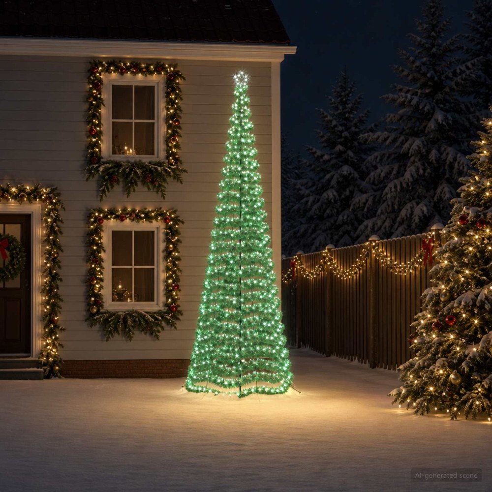 vidaXL LED-julgran med glitter och markspett EKENAS 400 cm