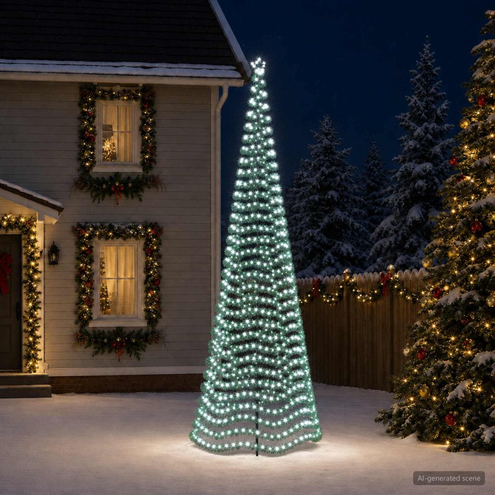 vidaXL LED-julgran med glitter och markspett EKENAS 500 cm
