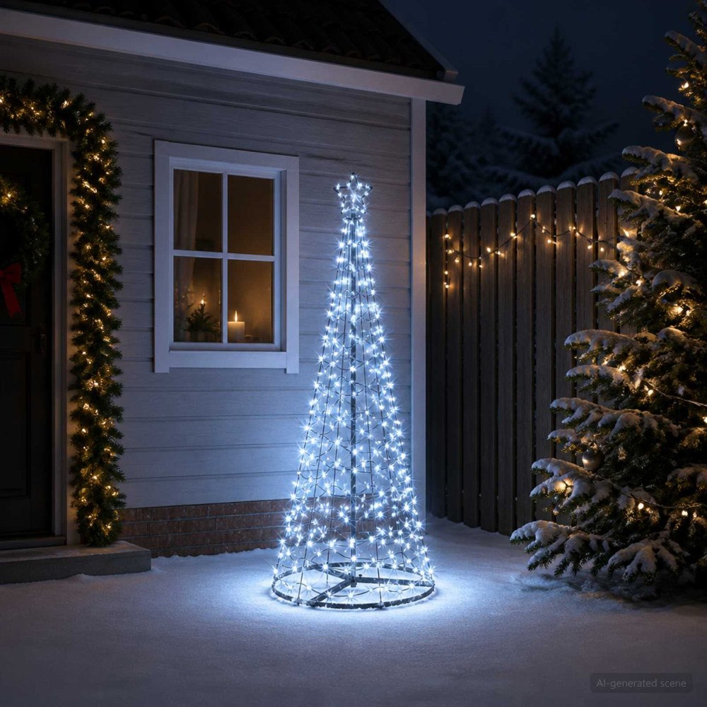 vidaXL LED-spiraljulgran med fot EKENAS 180 cm 220 LED-lampor Kallvit