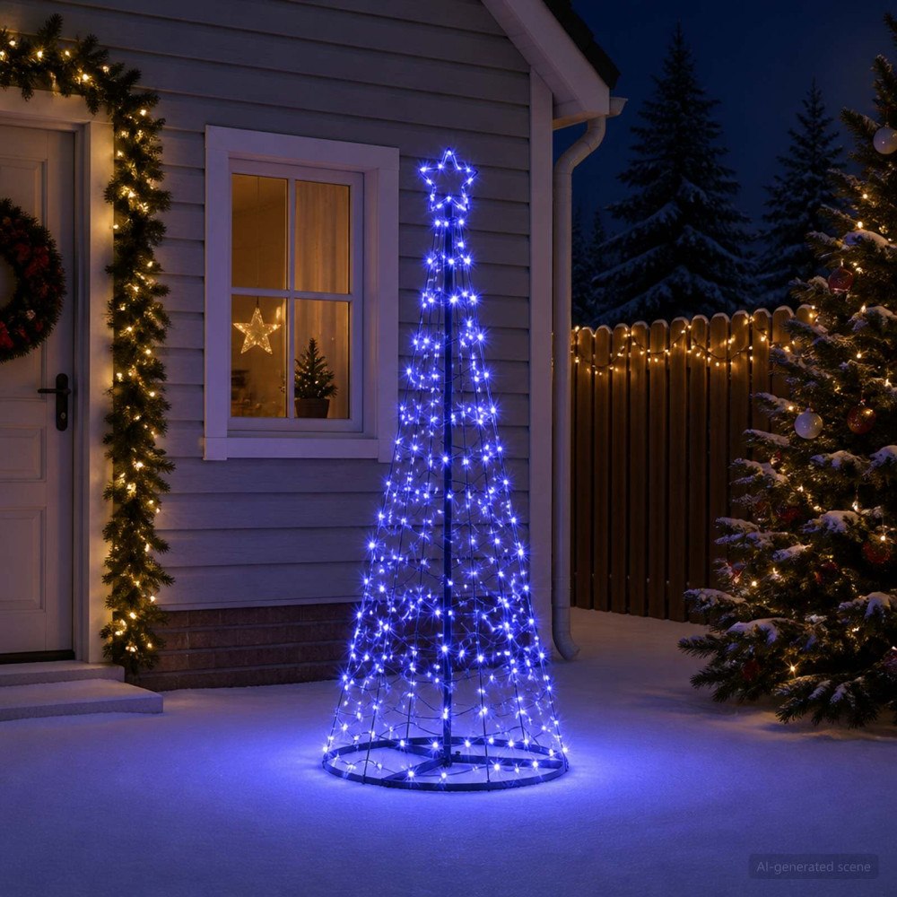 vidaXL LED-spiraljulgran med fot EKENAS 180 cm 220 LED-lampor Blå
