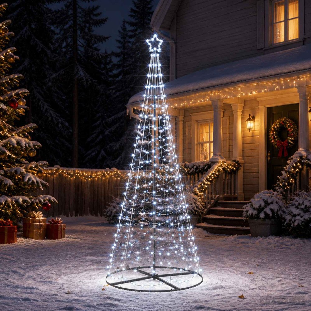 vidaXL LED-spiraljulgran med fot EKENAS 250 cm 370 LED-lampor Kallvit