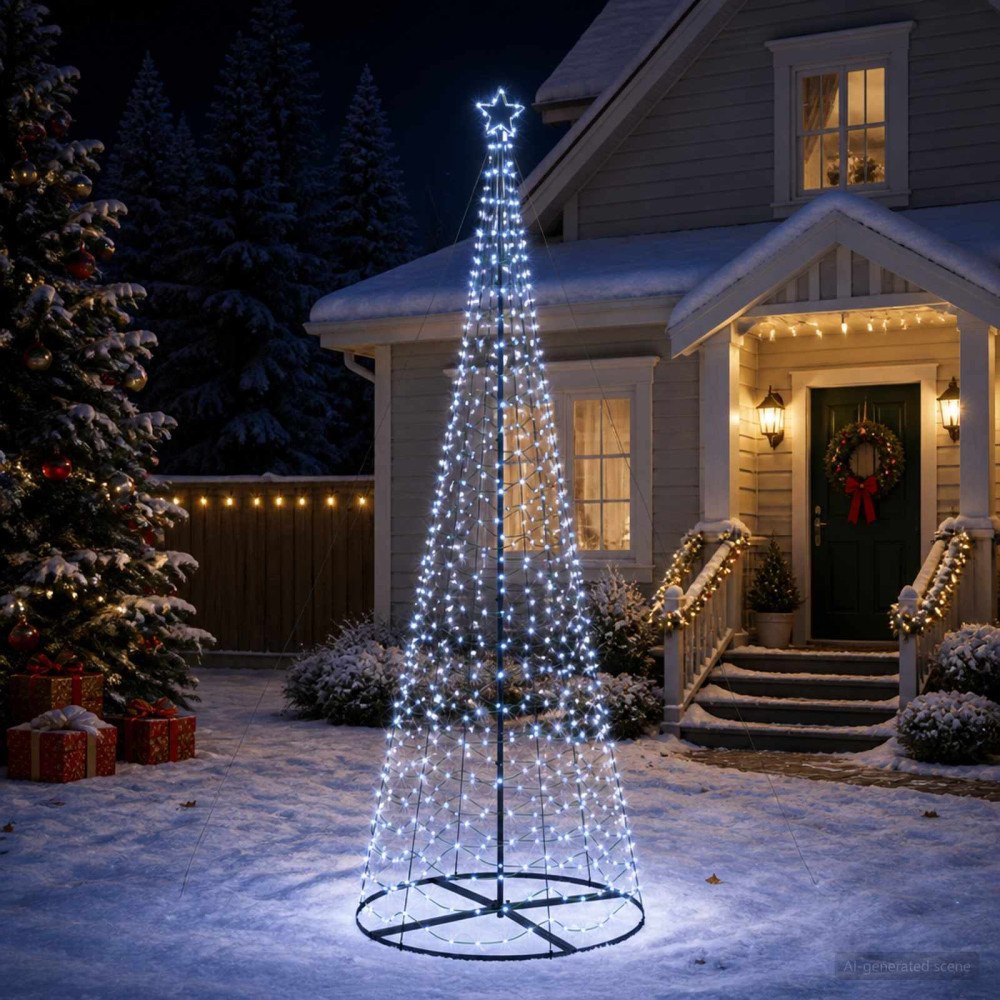 vidaXL LED-spiraljulgran med fot EKENAS 300 cm 475 LED-lampor Kallvit