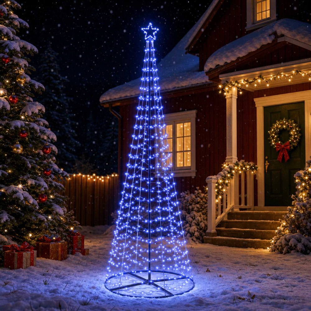 vidaXL LED-spiraljulgran med fot EKENAS 300 cm 475 LED-lampor Blå