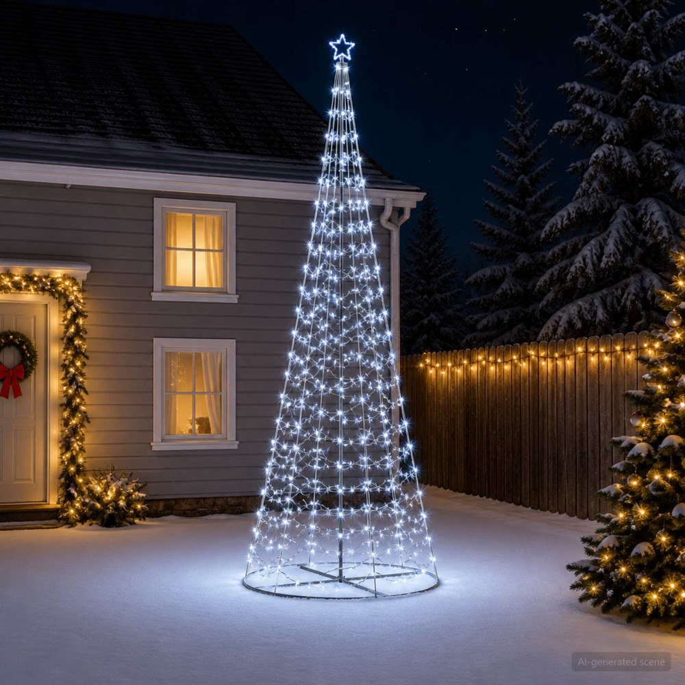 vidaXL LED-spiraljulgran med fot EKENAS 400 cm 588 LED-lampor Kallvit