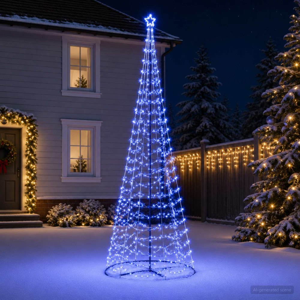 vidaXL LED-spiraljulgran med fot EKENAS 400 cm 588 LED-lampor Blå
