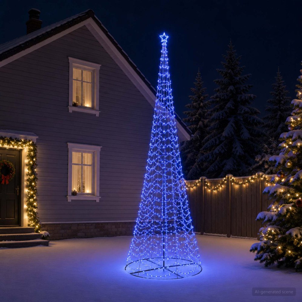 vidaXL LED-spiraljulgran med fot EKENAS 500 cm 868 LED-lampor Blå