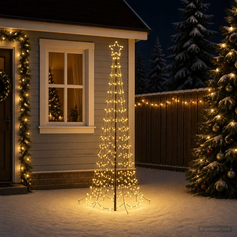 vidaXL Spiraljulgran med LED och markspett EKENAS 180 cm
