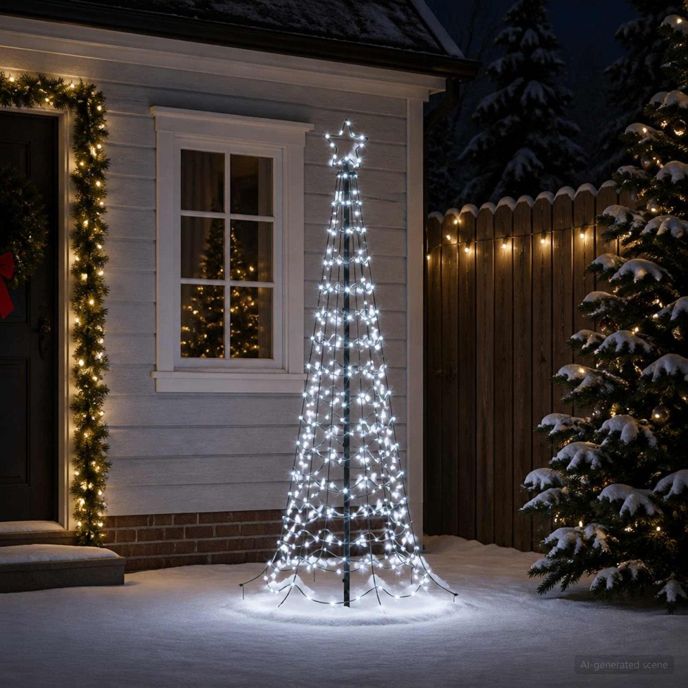 vidaXL Spiraljulgran med LED och markspett EKENAS 180 cm