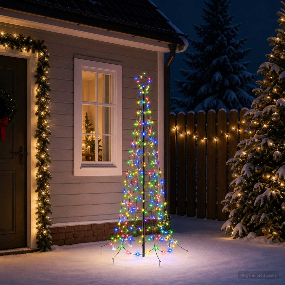 vidaXL Spiraljulgran med LED och markspett EKENAS 180 cm