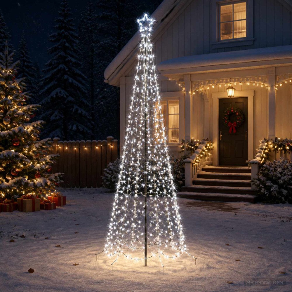 vidaXL Spiraljulgran med LED och markspett EKENAS 250 cm