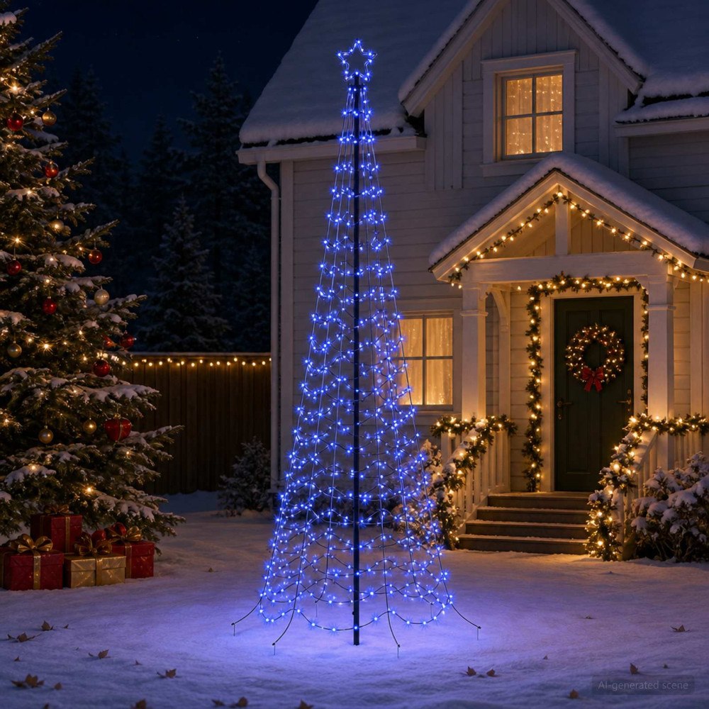 vidaXL Spiraljulgran med LED och markspett EKENAS 250 cm
