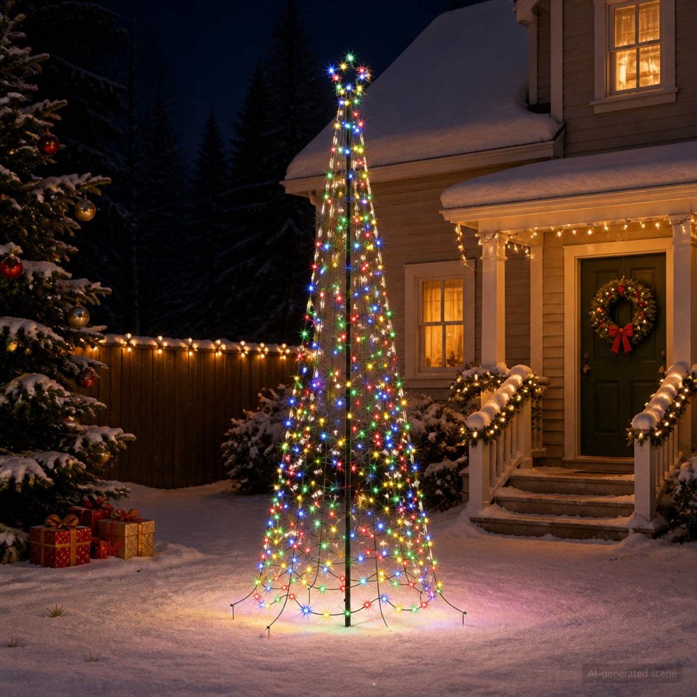 vidaXL Spiraljulgran med LED och markspett EKENAS 250 cm