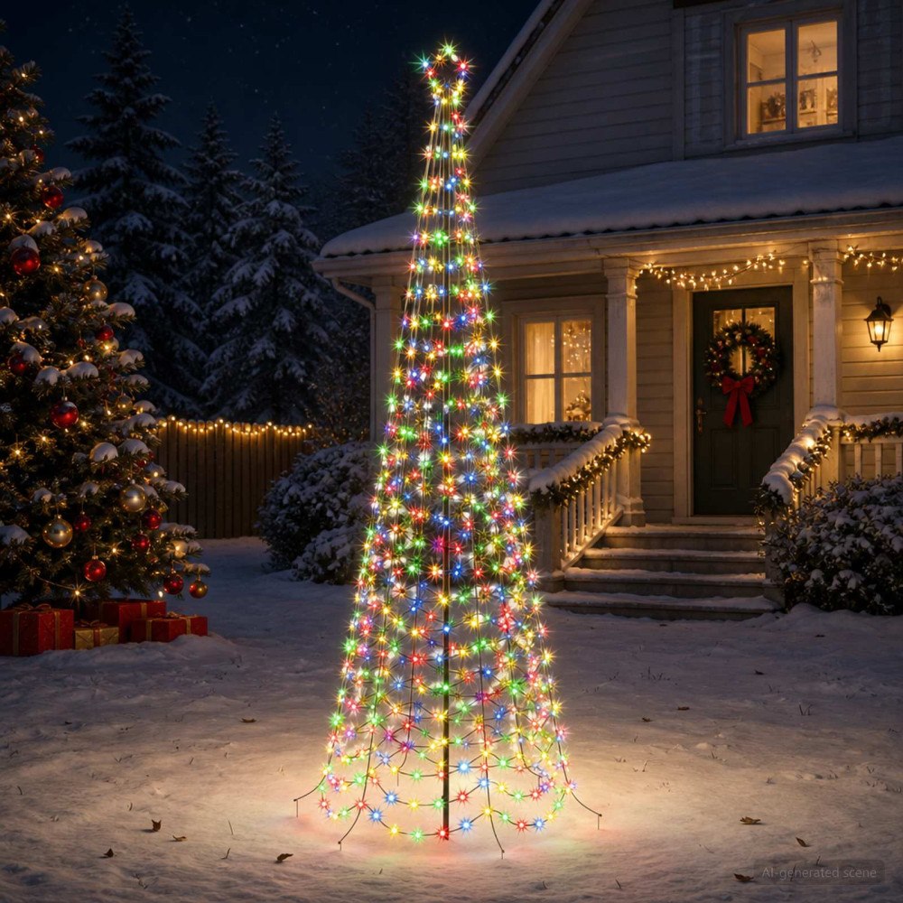 vidaXL Spiraljulgran med LED och markspett EKENAS 300 cm