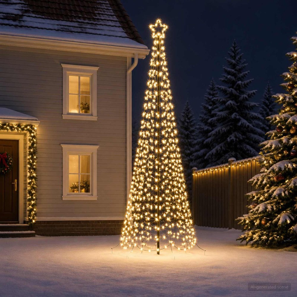 vidaXL Spiraljulgran med LED och markspett EKENAS 400 cm