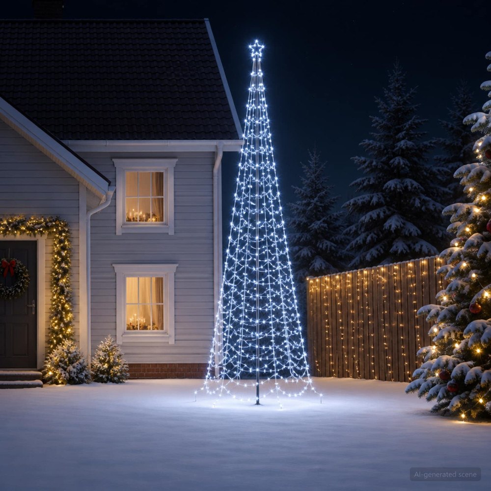 vidaXL Spiraljulgran med LED och markspett EKENAS 400 cm