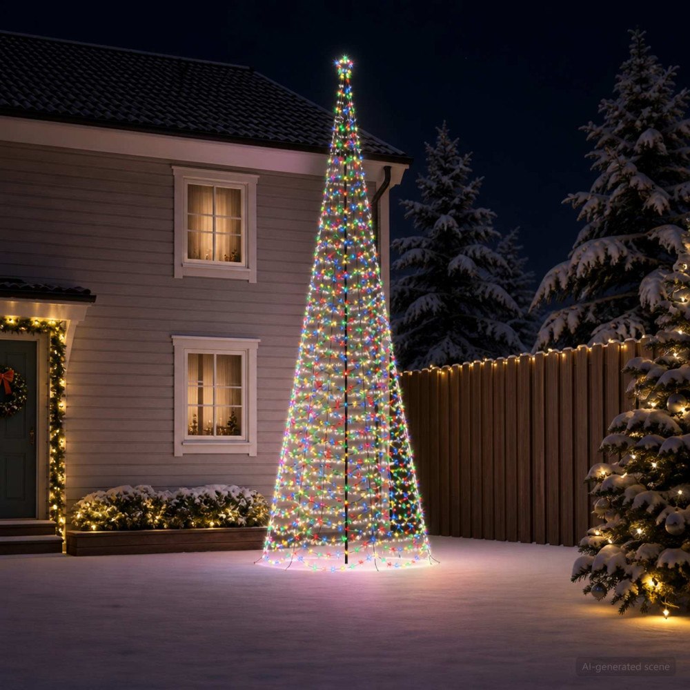 vidaXL Spiraljulgran med LED och markspett EKENAS 400 cm