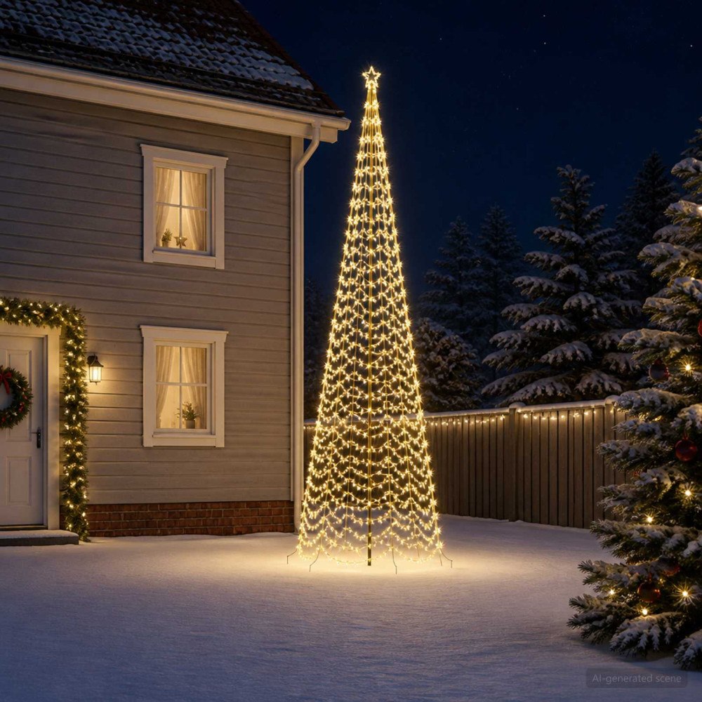 vidaXL Spiraljulgran med LED och markspett EKENAS 500 cm