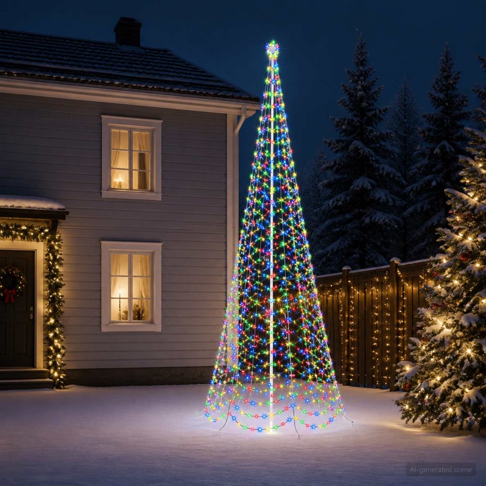 vidaXL Spiraljulgran med LED och markspett EKENAS 500 cm