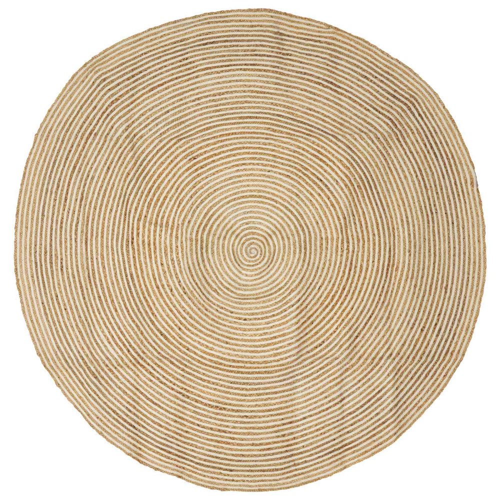 vidaXL Områdesmatta Vit Ø 240 cm Jute