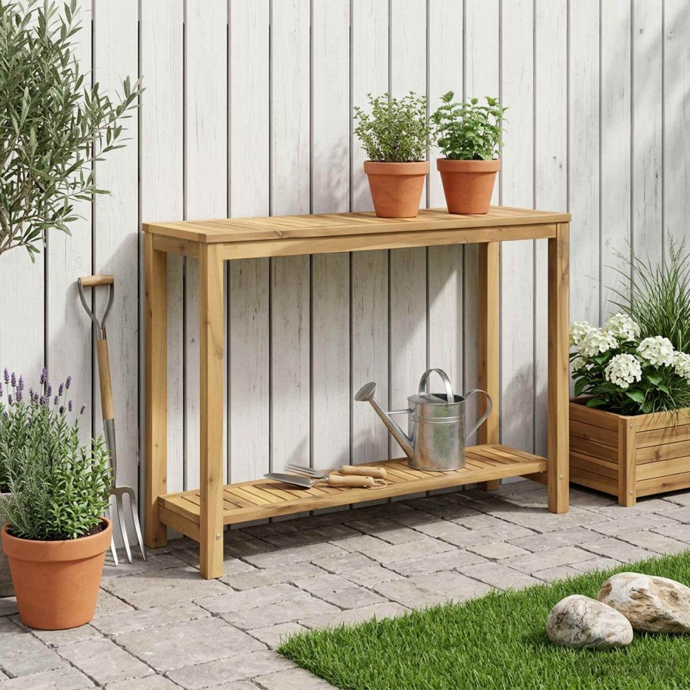 vidaXL Trädgårdskonsolbord Vit tvätt 108,5 x 35 x 75 cm