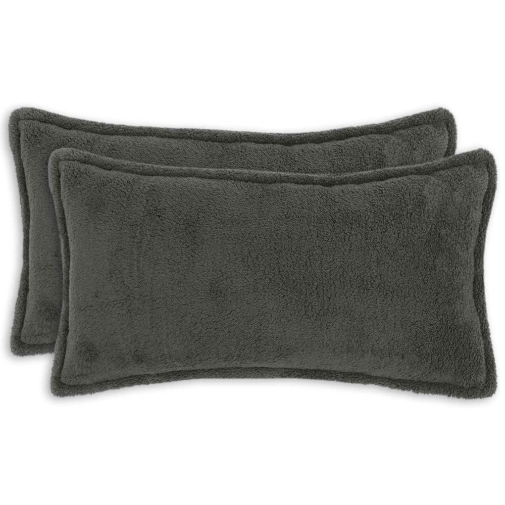 vidaXL Kuddöverdrag 2 st HOUTEN Mörkgrå 40 x 80 cm Bouclé