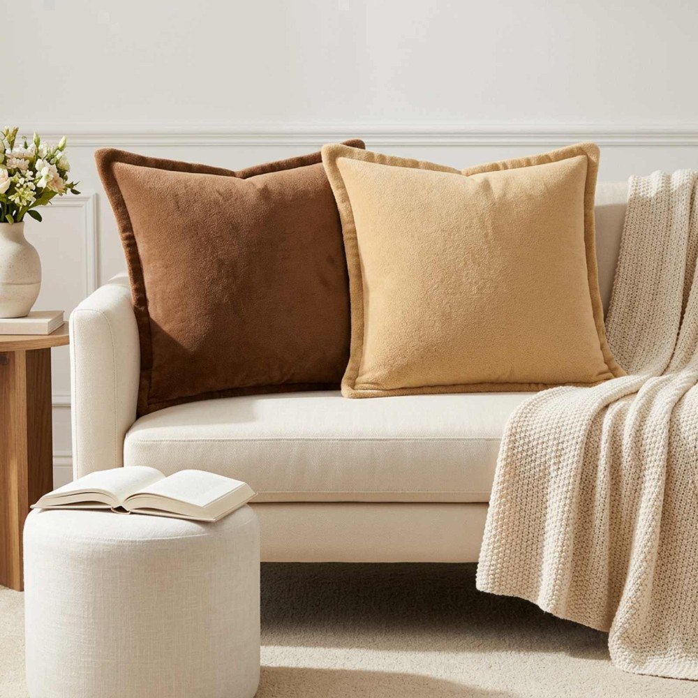 vidaXL Kuddöverdrag 2 st HOUTEN Taupe 50 x 50 cm Flanell
