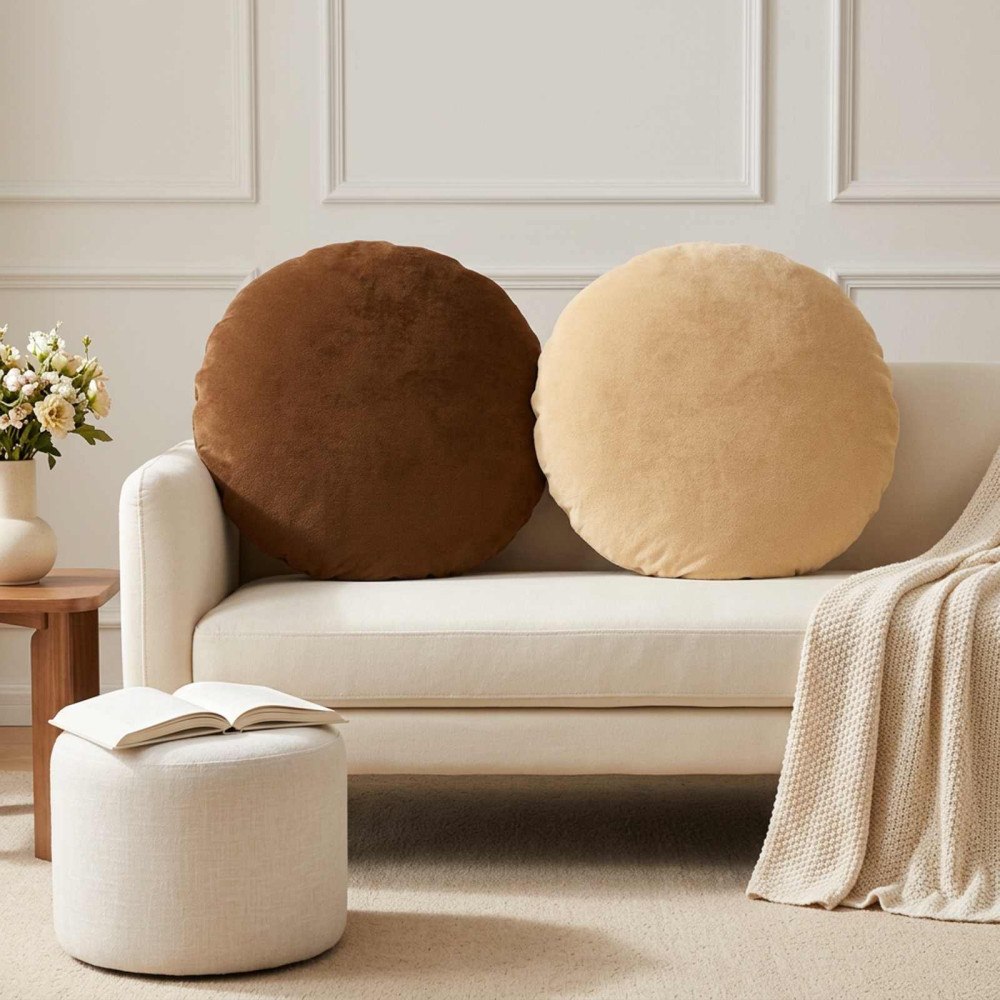 vidaXL Kuddöverdrag 6 st HEERLEN Taupe Diam. 50 cm Flanell