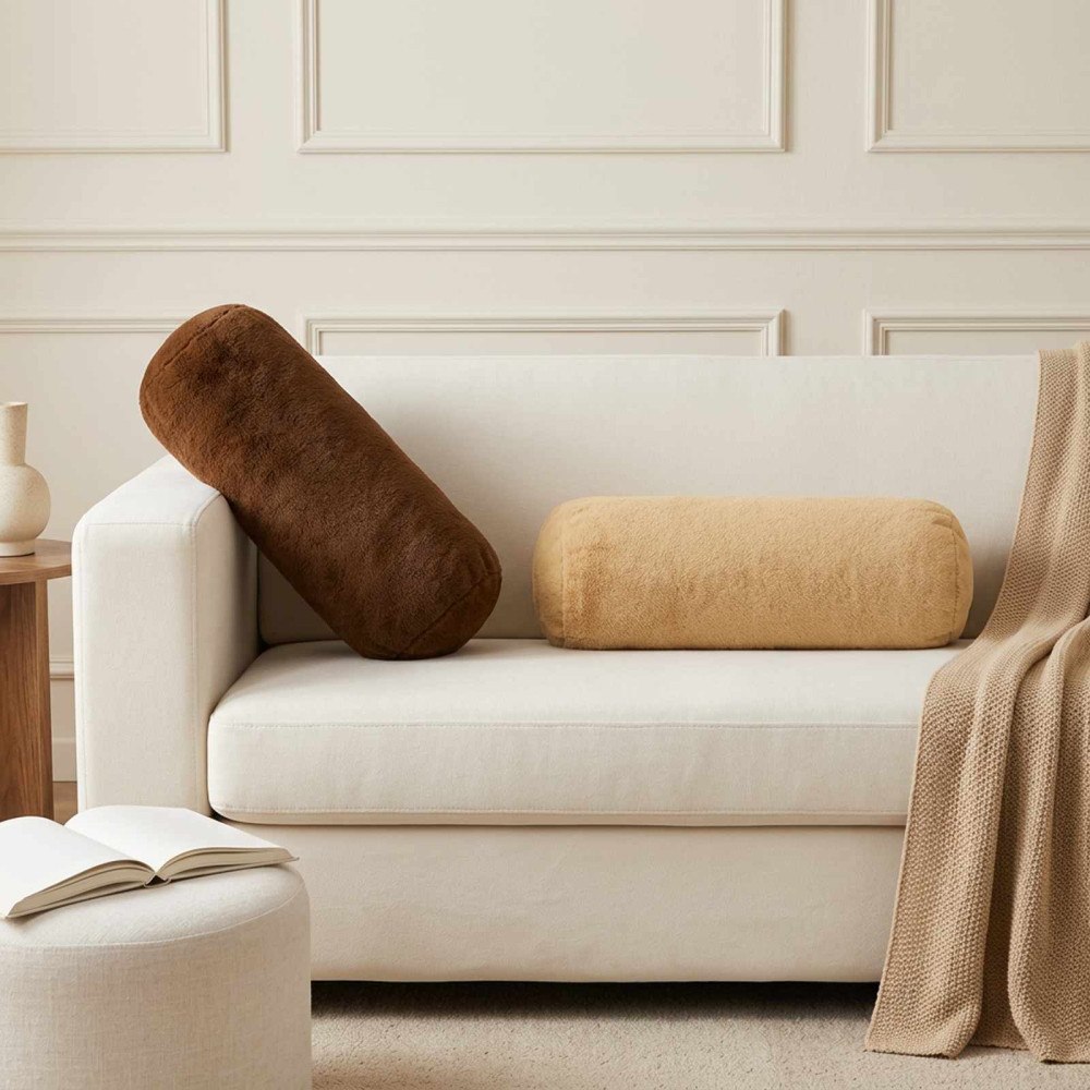 vidaXL Kuddöverdrag 2 st HEERLEN Taupe Diam. 15 x 40 cm Flanell