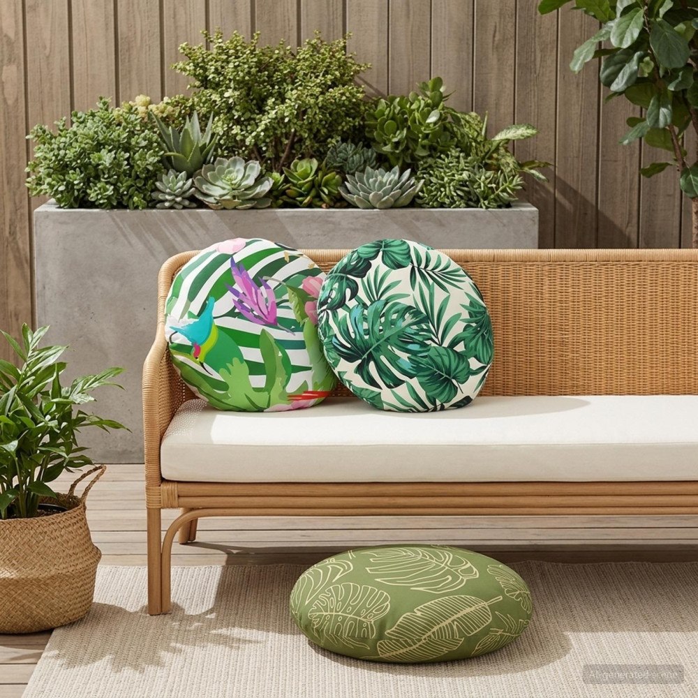 vidaXL Kasta Kudde 6 st HEERLEN Bladdesign Diam. 60 cm Polyester