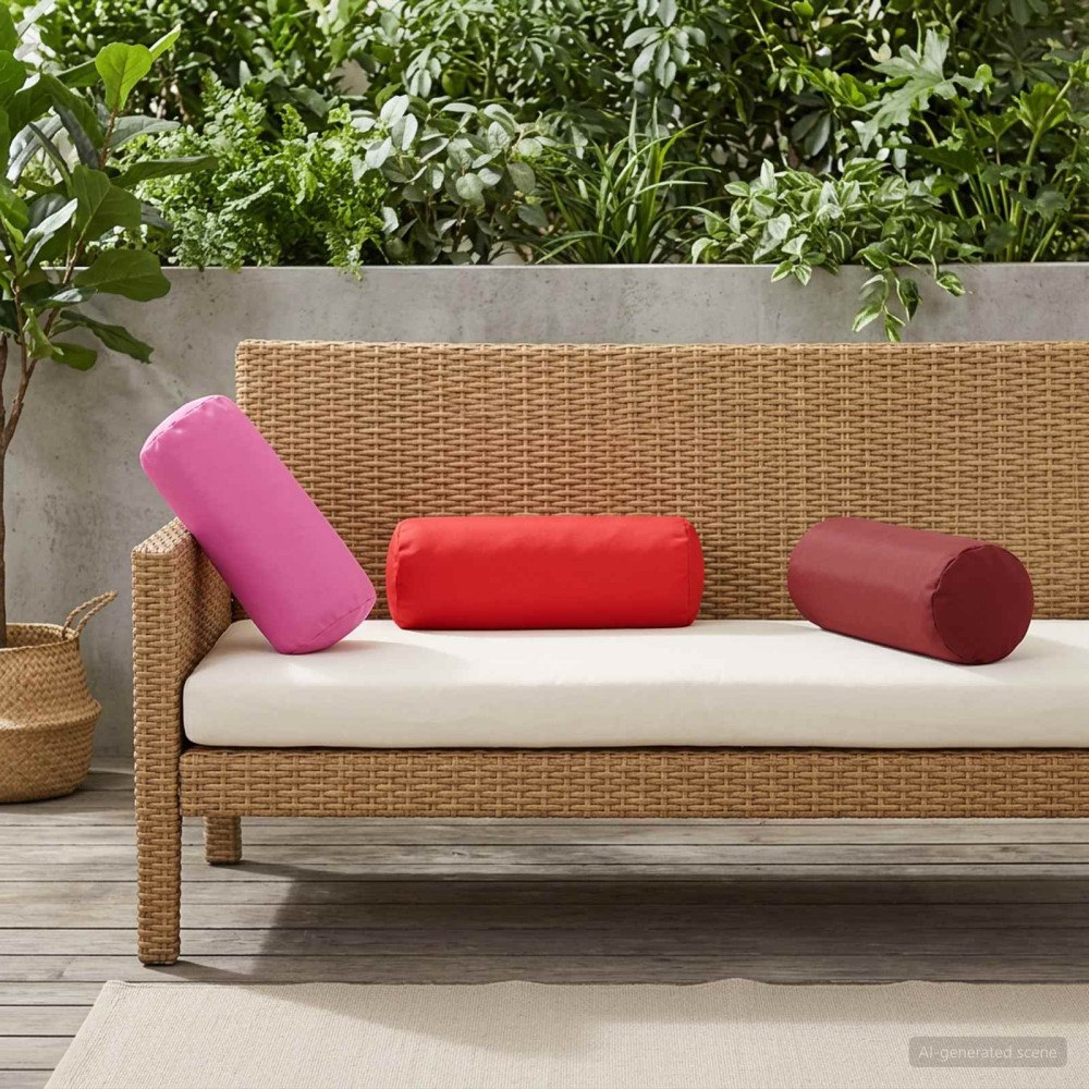 vidaXL Kasta Kudde 6 st HEERLEN Röd Diam. 15 x 40 cm Polyester
