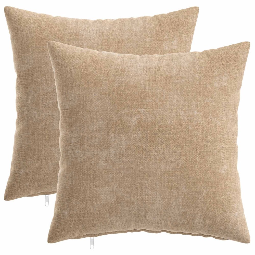 vidaXL Kuddöverdrag 2 st HEERLEN Taupe 40 x 40 cm Chenilletyg