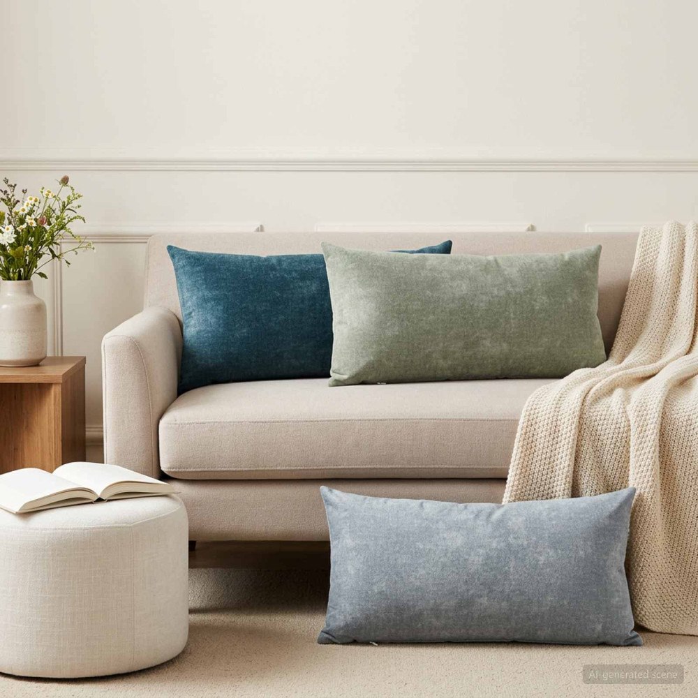 vidaXL Kuddöverdrag 2 st HEERLEN Ljusblå 40 x 80 cm Chenilletyg