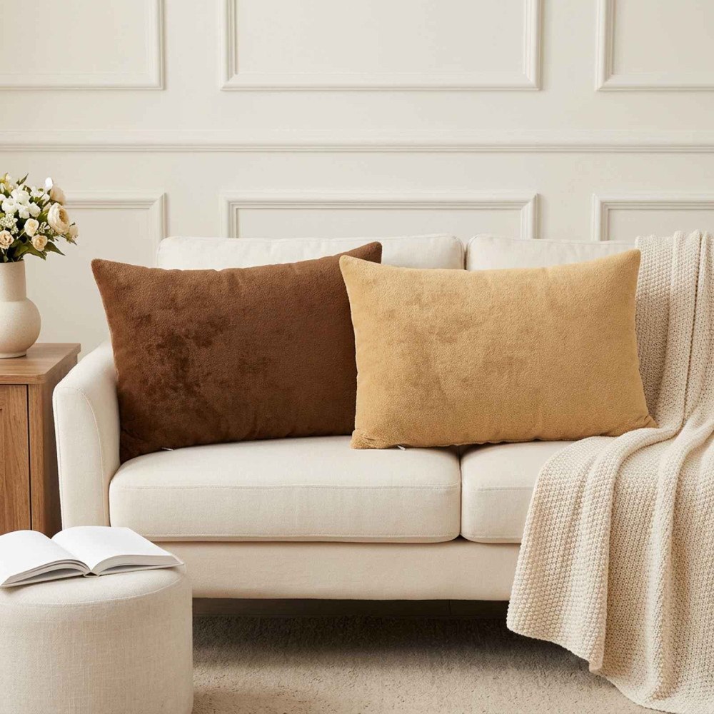 vidaXL Kuddöverdrag 2 st HEERLEN Taupe 50 x 80 cm Flanell